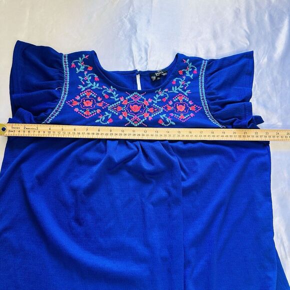 Perch By Blu Pepper Top SZ 1X Plus Embroidered Romantic Lightweight Floral Boho - Picture 6 of 7